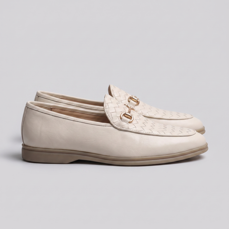 Men's Woven PU Leather Horsebit Loafers