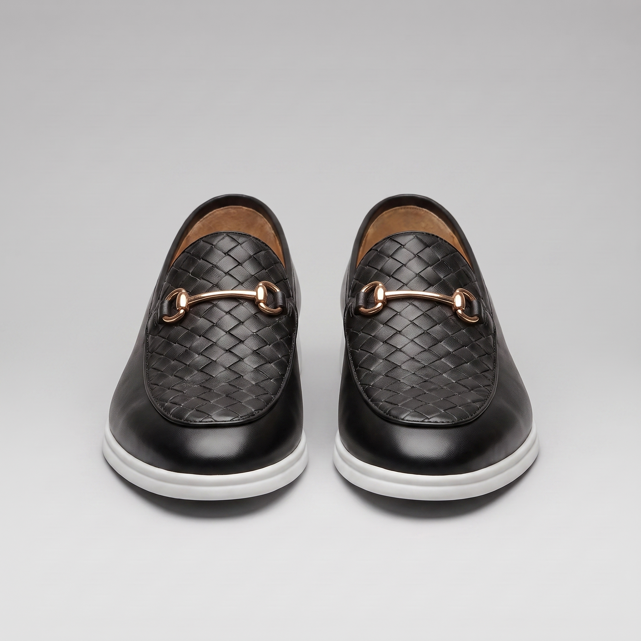 Men's Woven PU Leather Horsebit Loafers