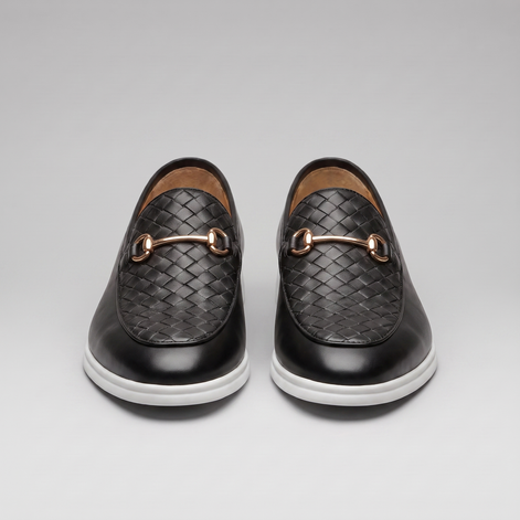 Men's Woven PU Leather Horsebit Loafers