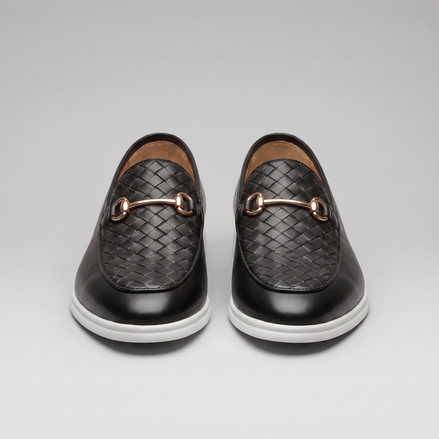 Men's Woven PU Leather Horsebit Loafers