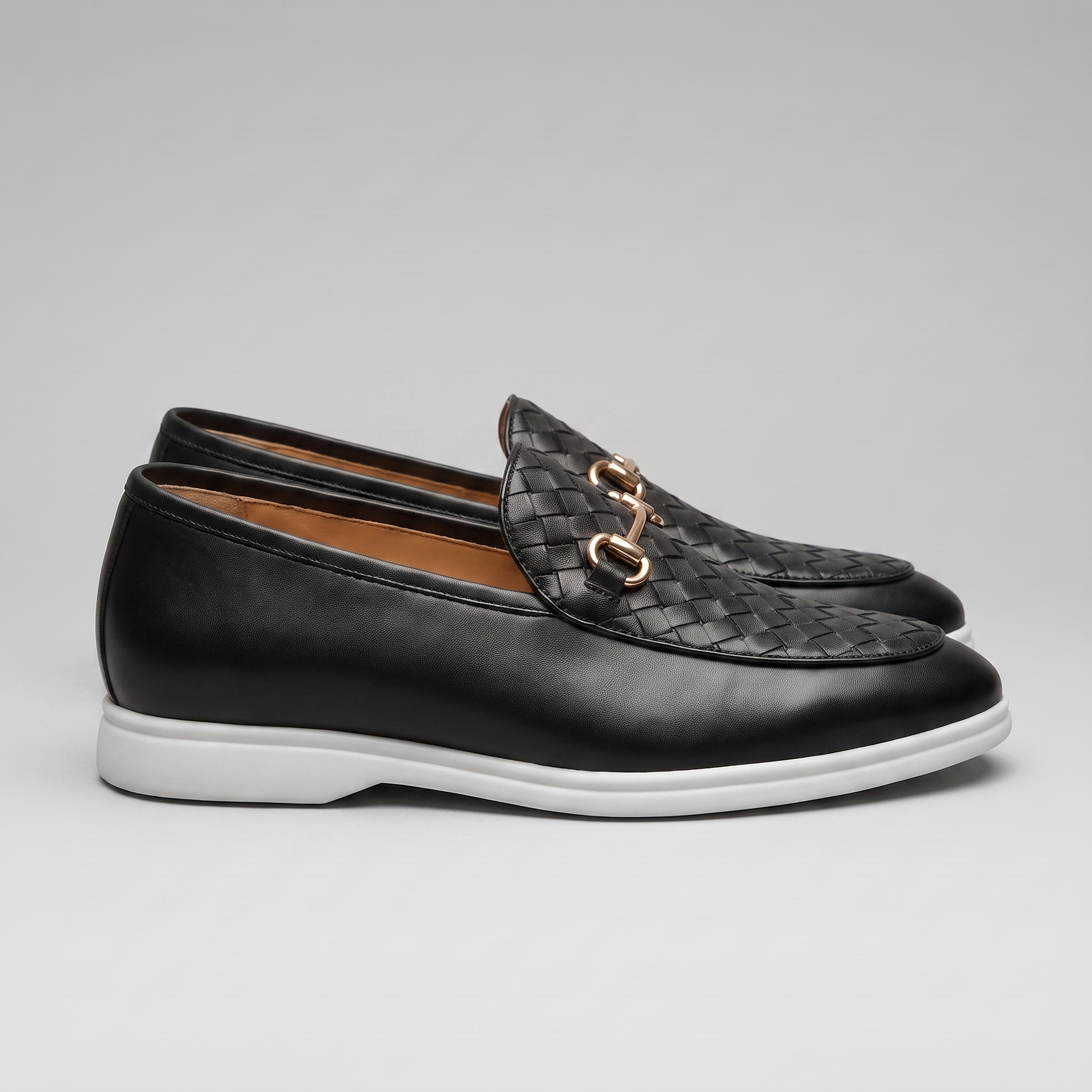 Men's Woven PU Leather Horsebit Loafers