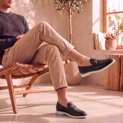 Men's Woven PU Leather Horsebit Loafers