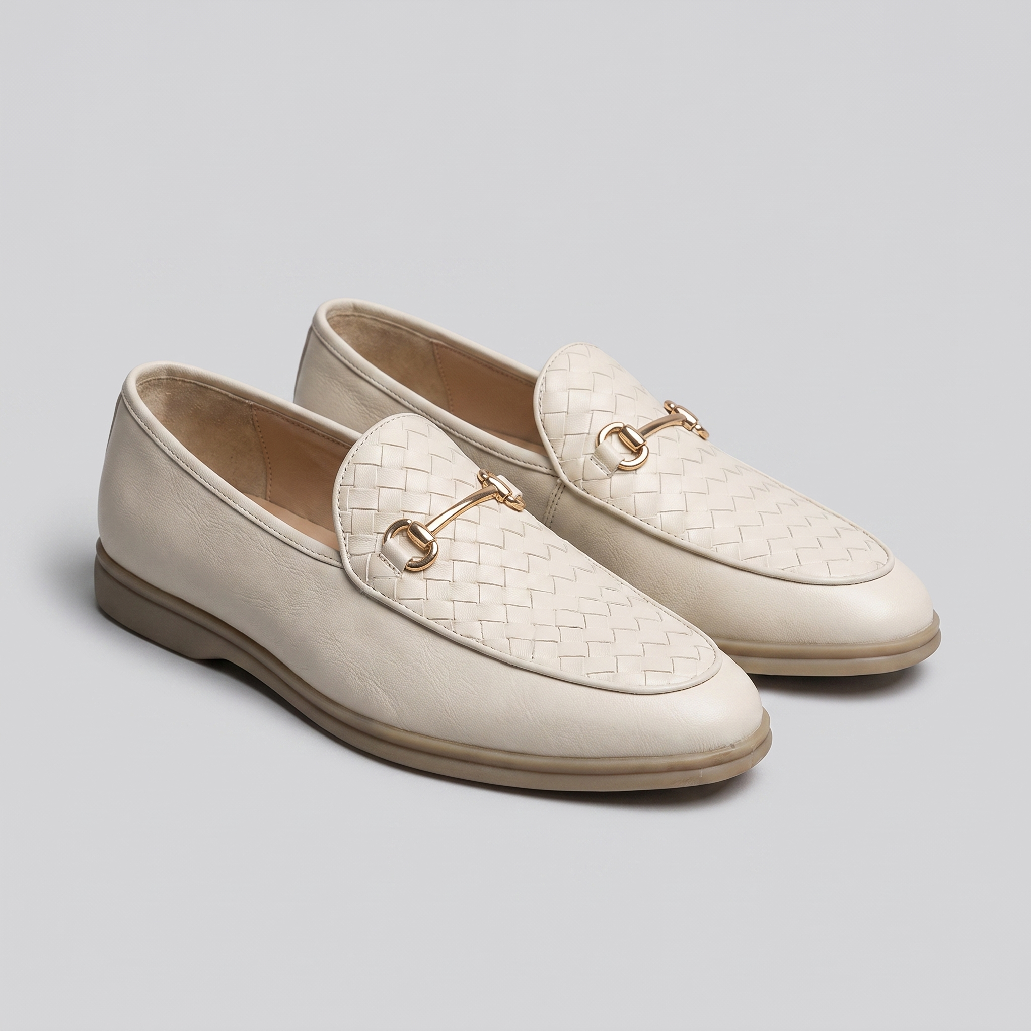 Men's Woven PU Leather Horsebit Loafers