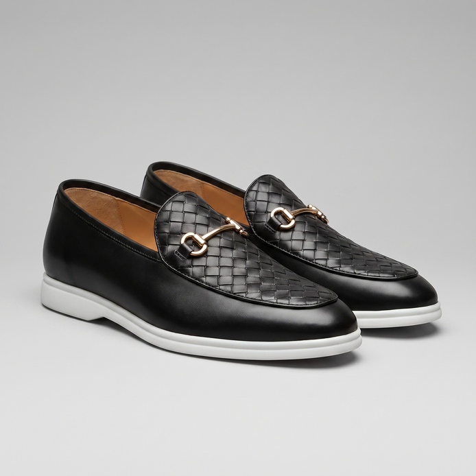 Men's Woven PU Leather Horsebit Loafers