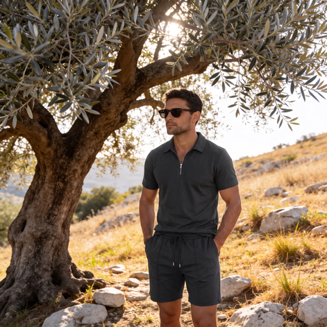 Men's Zip Polo and Shorts Co-ord Set