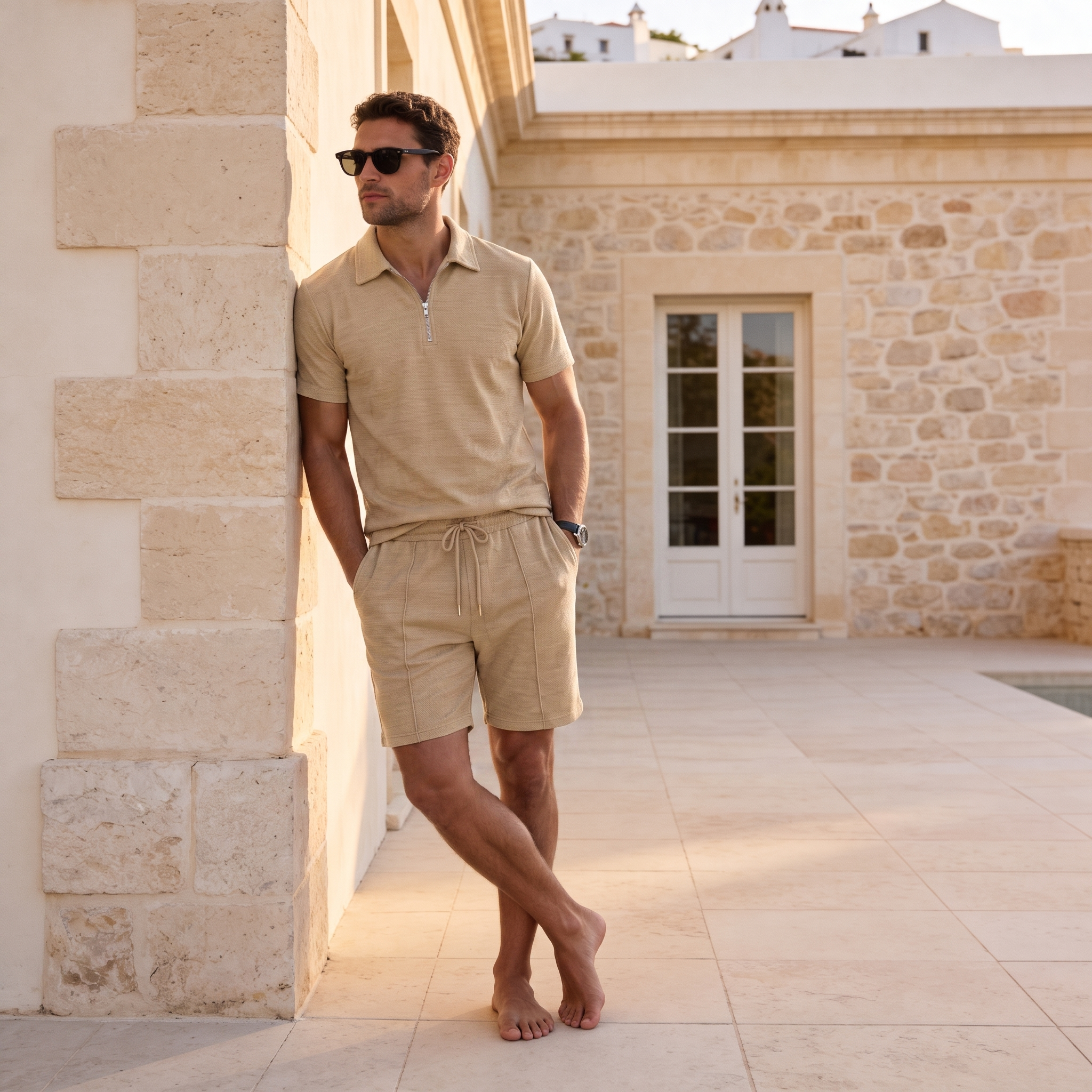 Men's Zip Polo and Shorts Co-ord Set