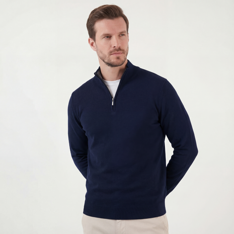 Navy Half-Zip Sweater
