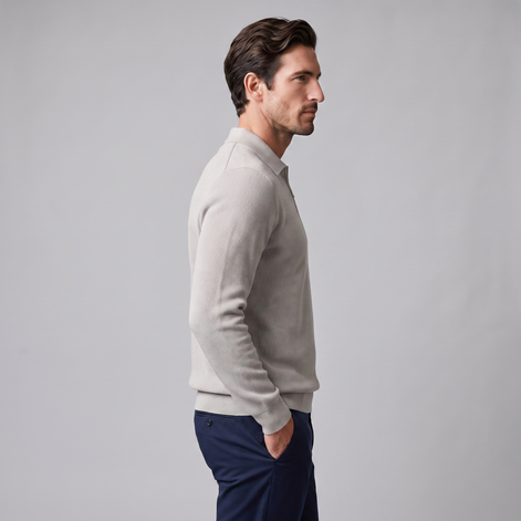 Men's Ribbed Quarter-Zip Polo Sweater