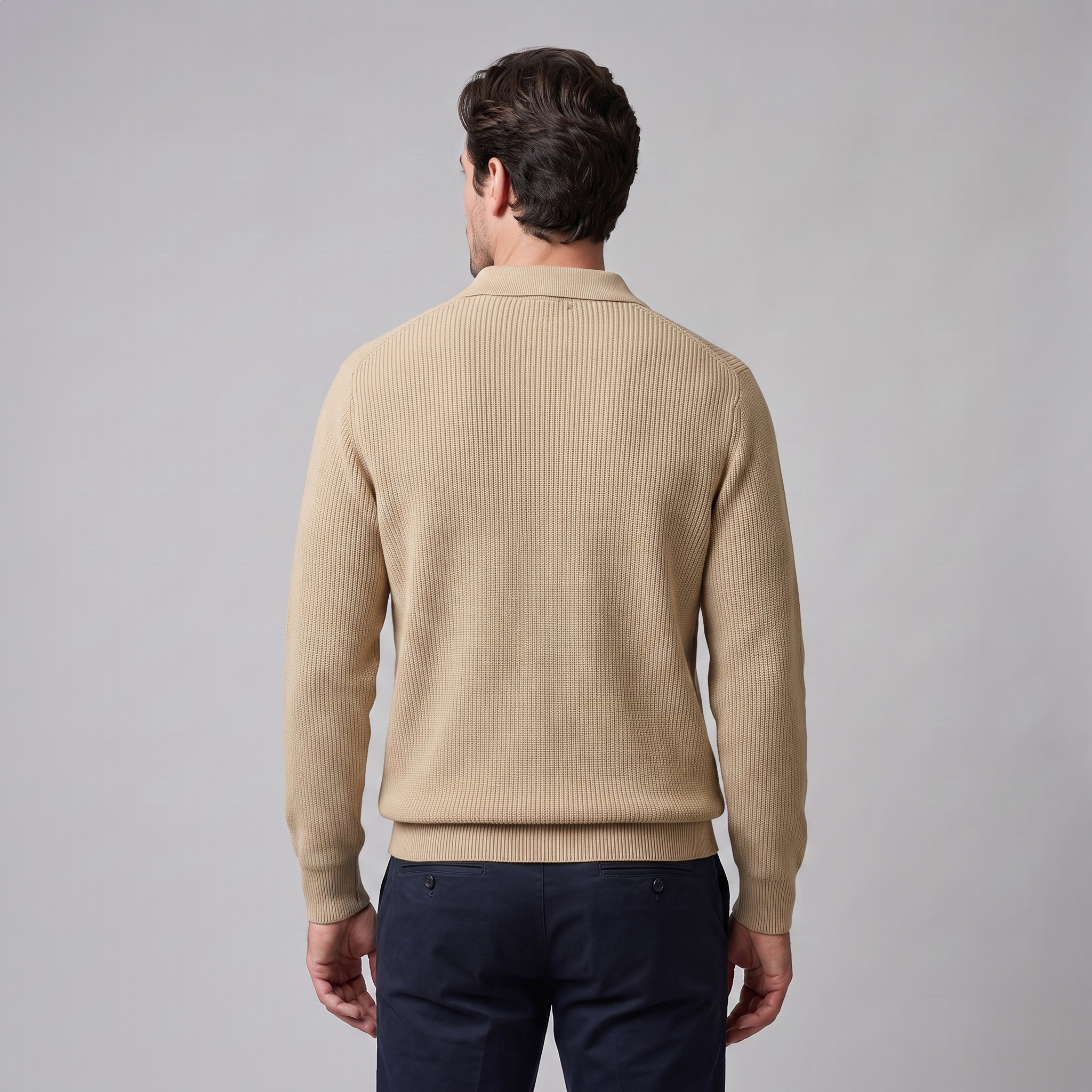Men's Ribbed Quarter-Zip Polo Sweater