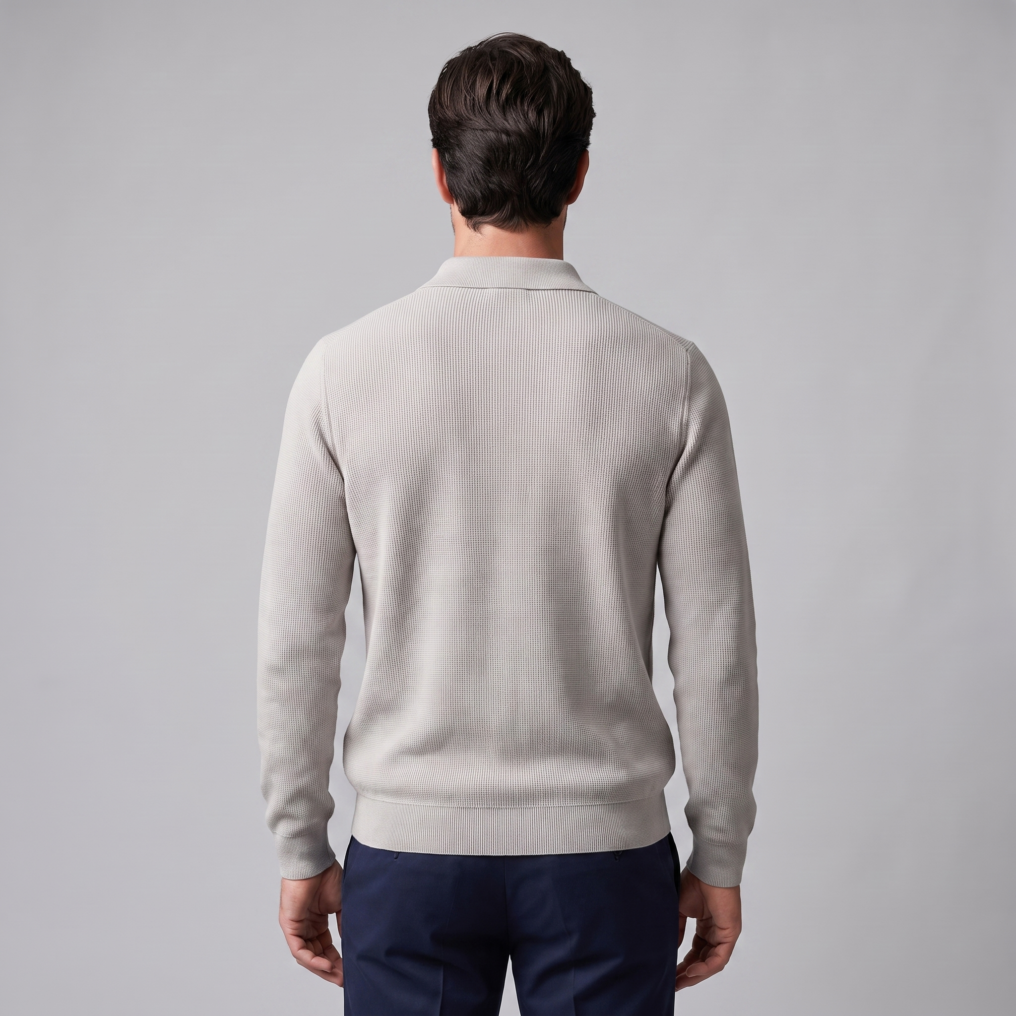 Men's Ribbed Quarter-Zip Polo Sweater