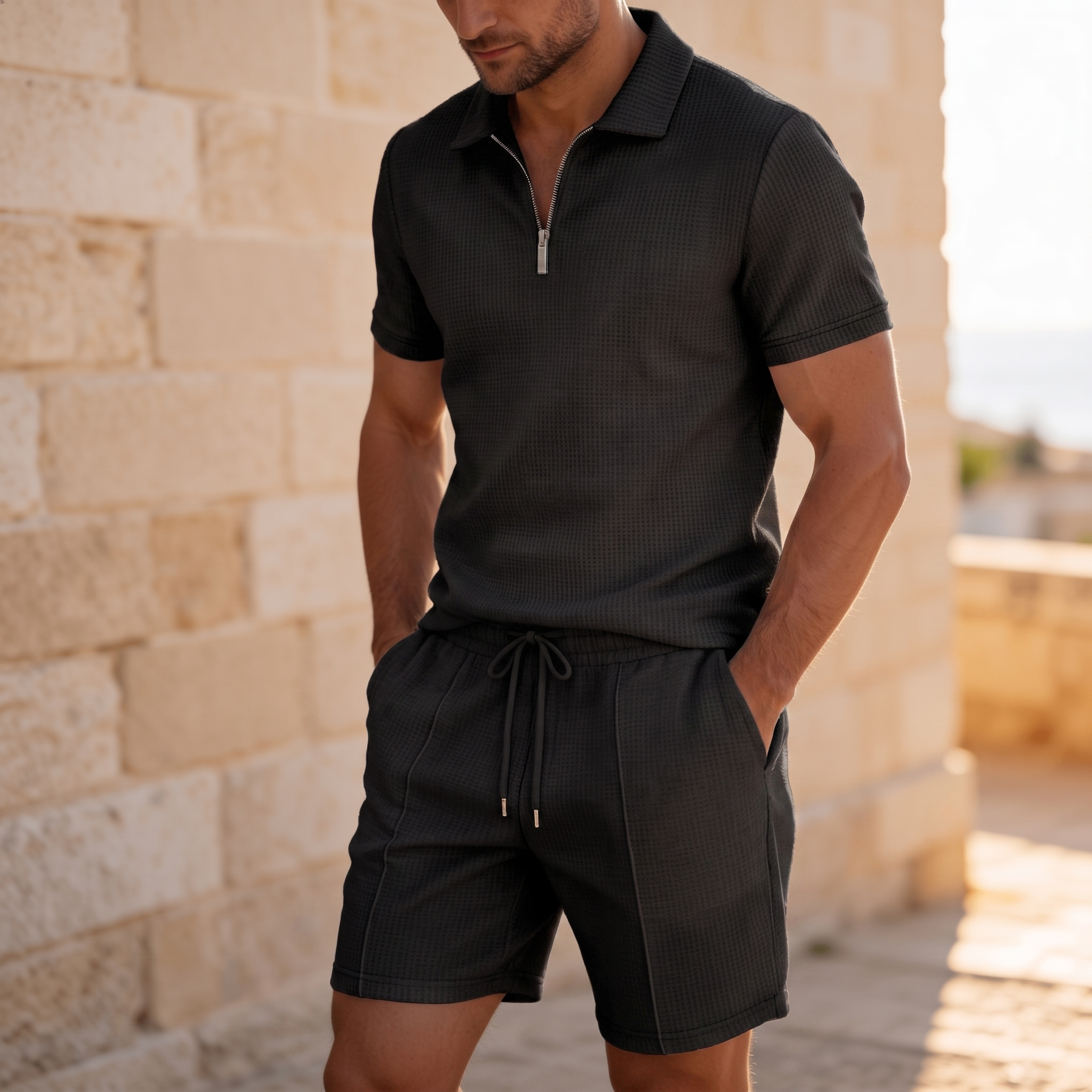 Men's Polo Shirt and Shorts Set