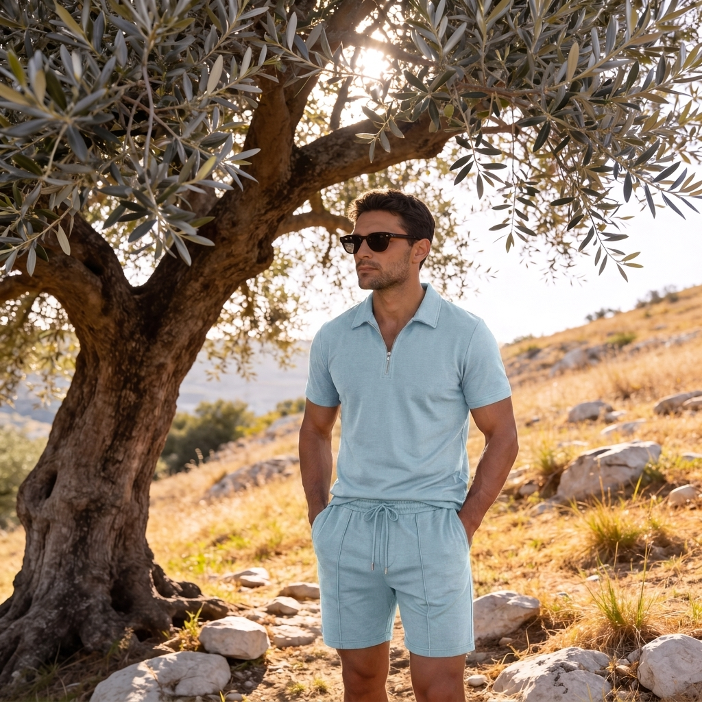 Men's Zip Polo and Shorts Co-ord Set