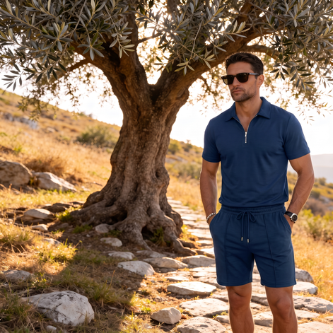 Men's Zip Polo and Shorts Co-ord Set
