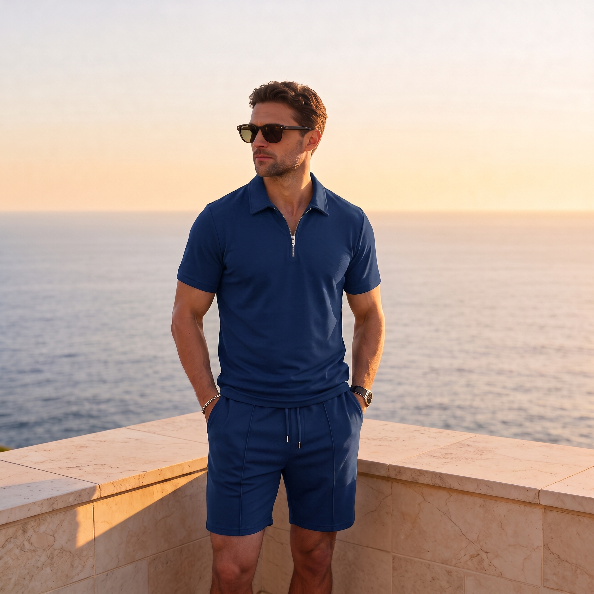 Men's Zip Polo and Shorts Co-ord Set
