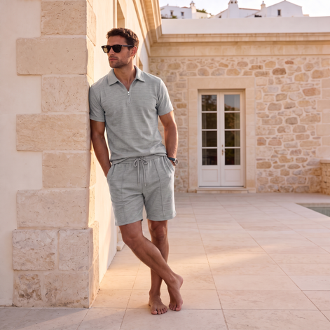 Men's Zip Polo and Shorts Co-ord Set